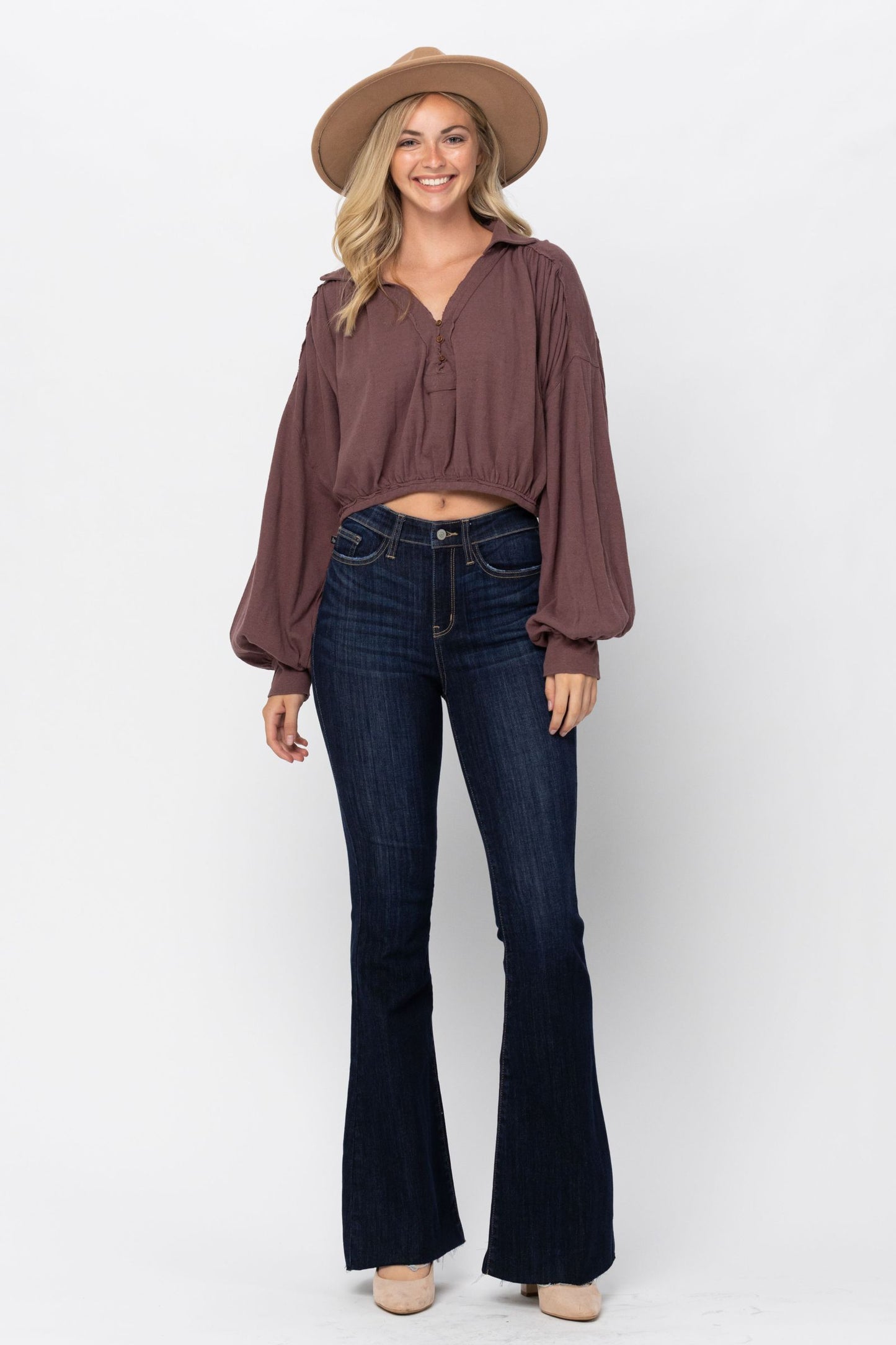 Cameron Judy Blue Dark Wash Flares