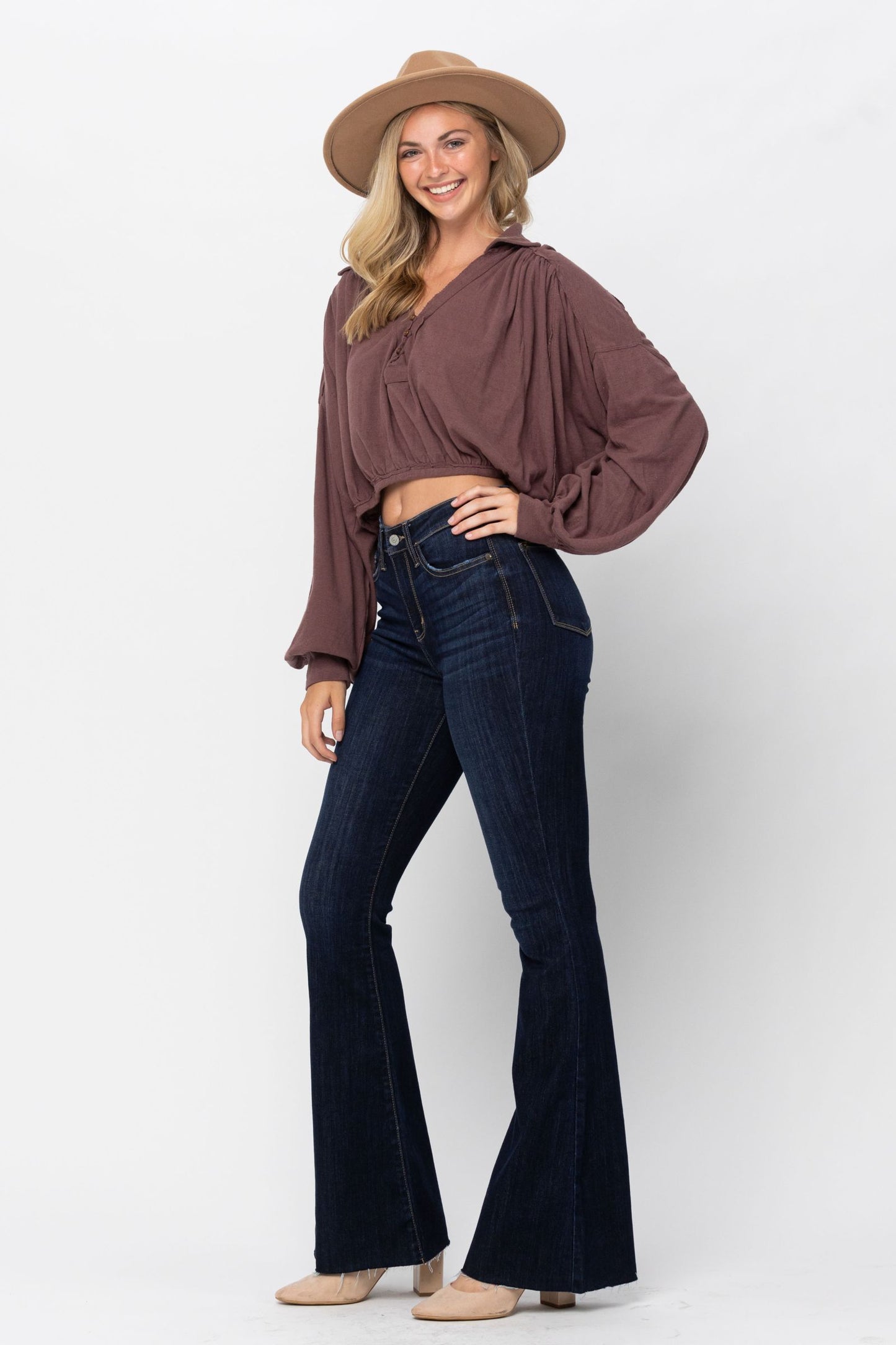 Cameron Judy Blue Dark Wash Flares