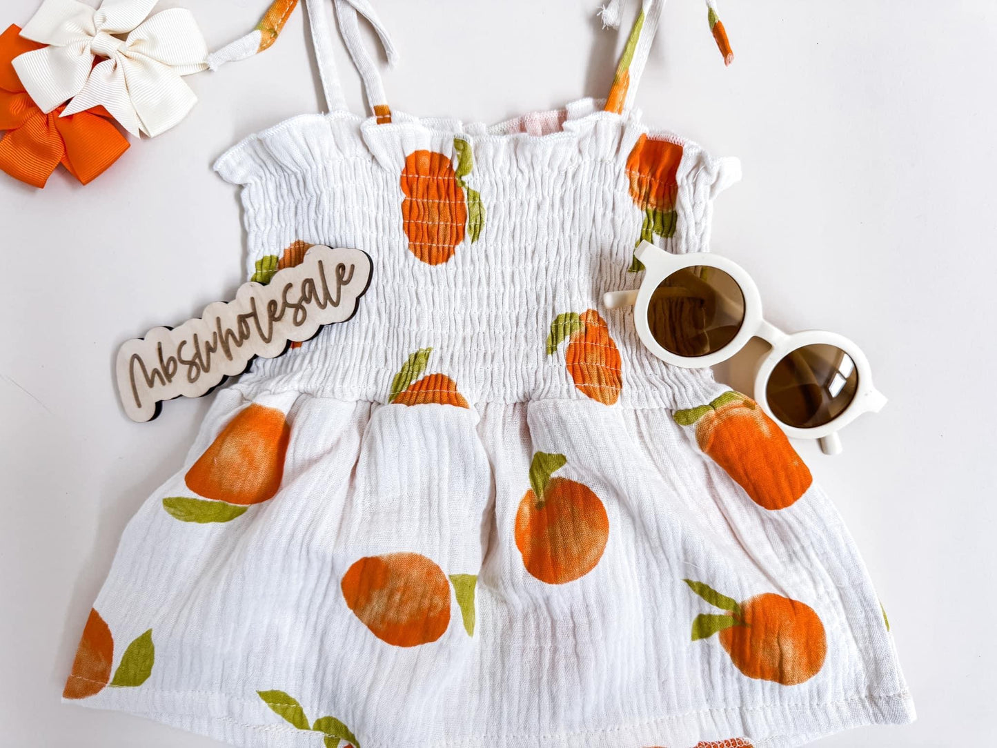 Baby Girls Peachy Keen Smocked Muslin Romper