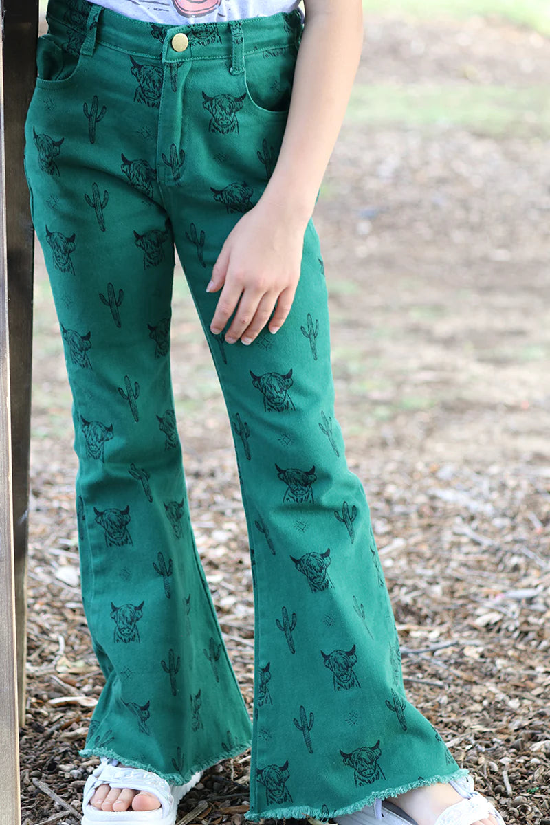 Girls Green Highland Bell Bottoms