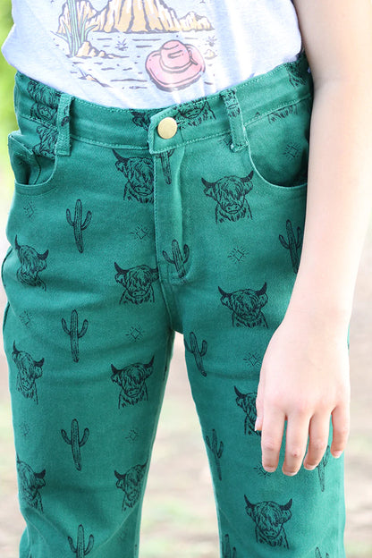 Girls Green Highland Bell Bottoms