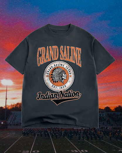 Adult Vintage Badge Grand Saline Indians Tee