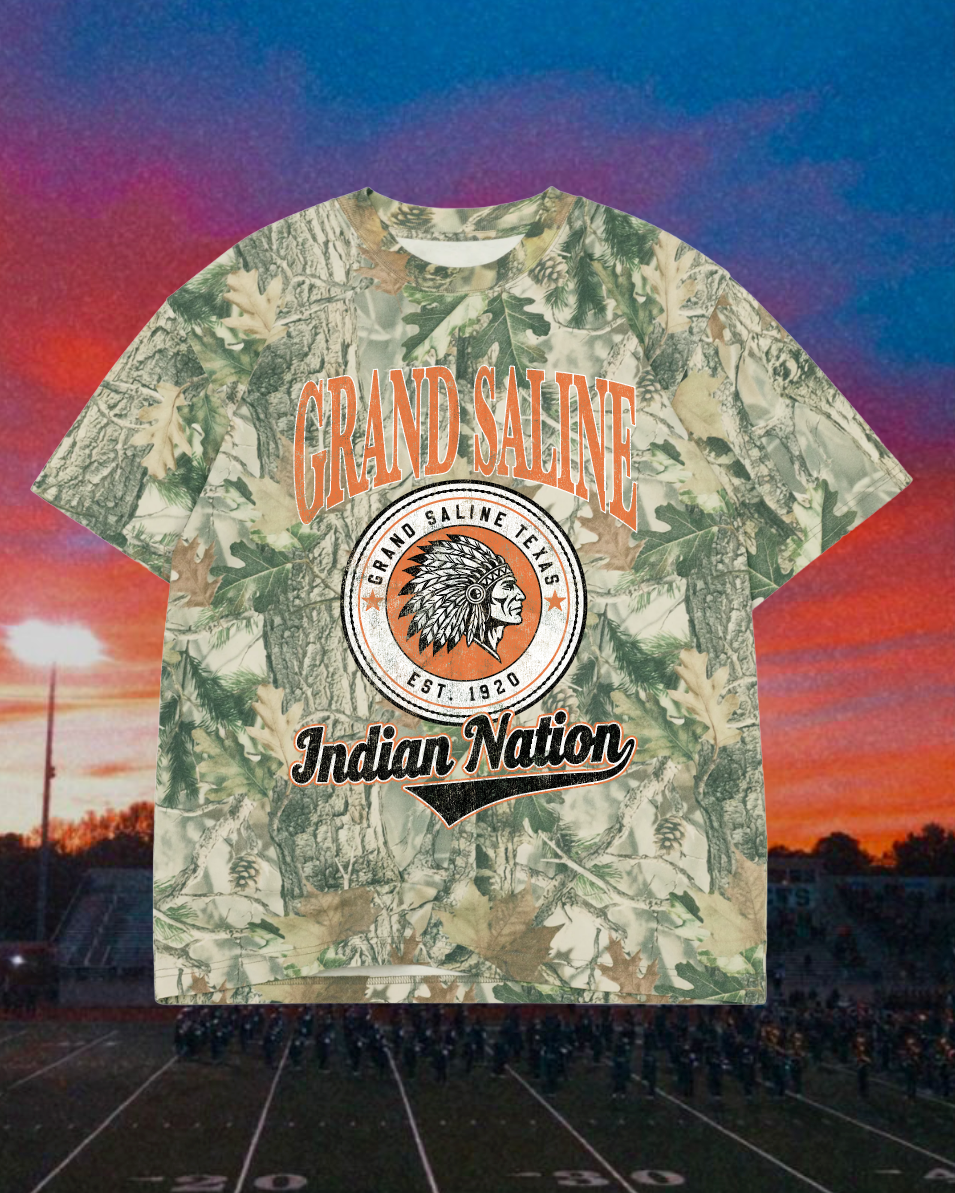 Adult Vintage Badge Grand Saline Indians Tee