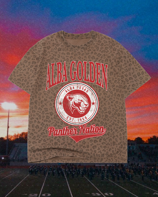 **PREORDER** Adult Vintage Badge Alba Golden Panthers Oversized Tee