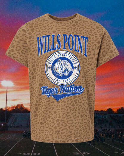 Kids Wills Point Tigers Vintage Badge Mascot Tee