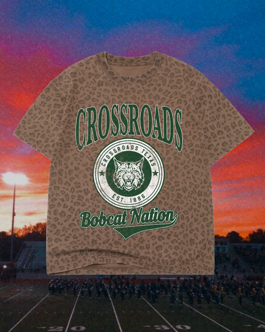 **PREORDER** Adult Vintage Badge Crossroads Bobcats Oversized Tee