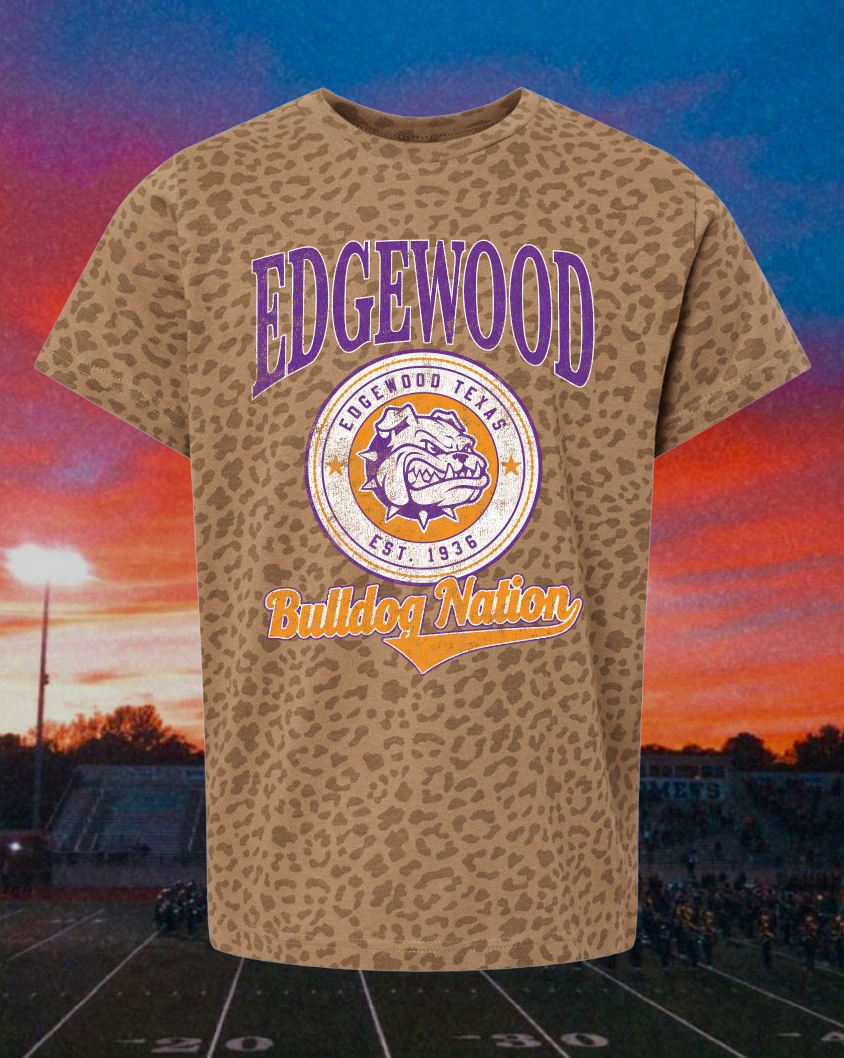 Kids Edgewood Bulldogs Vintage Badge Mascot Tee