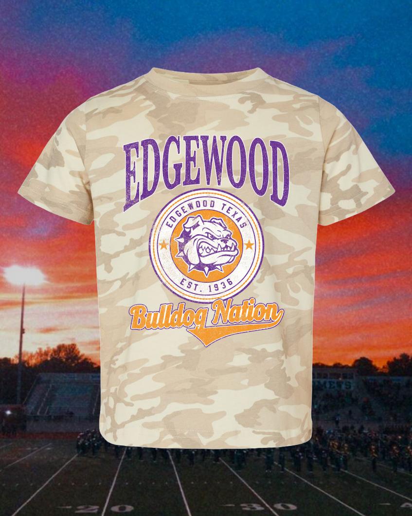 Kids Edgewood Bulldogs Vintage Badge Mascot Tee