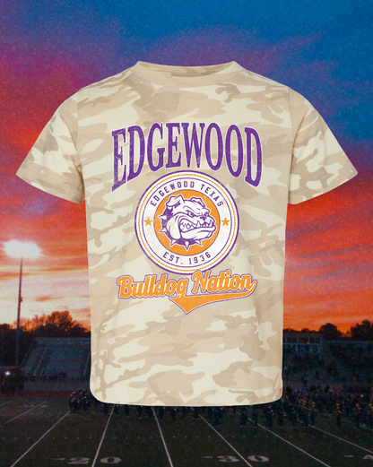 Kids Edgewood Bulldogs Vintage Badge Mascot Tee