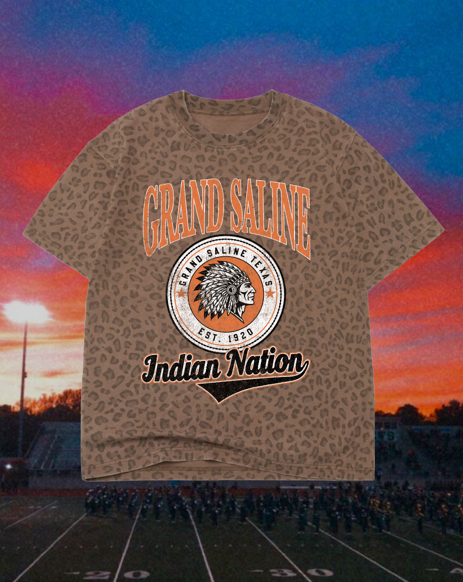 Adult Vintage Badge Grand Saline Indians Tee