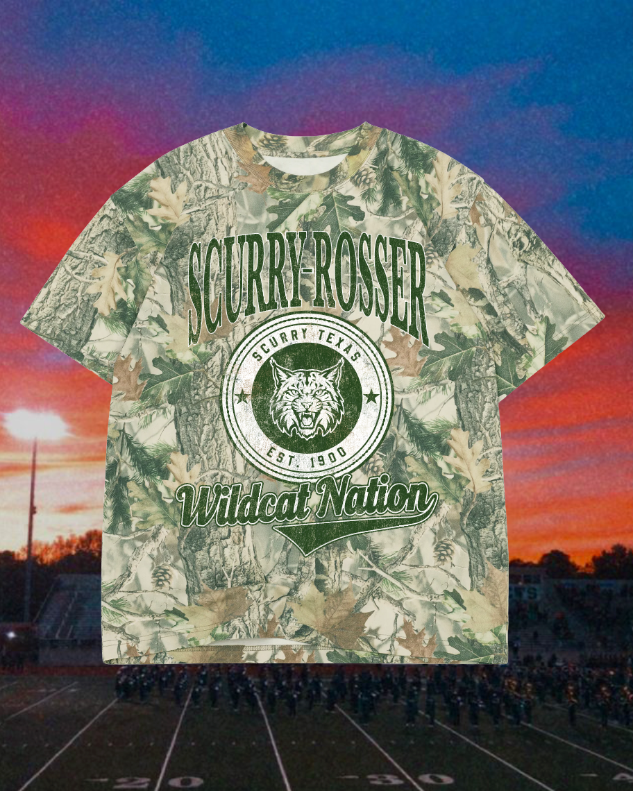 **PREORDER** Adult Vintage Badge Scurry-Rosser Wildcats Oversized Tee