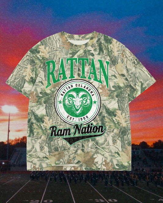 **PREORDER** Adult Vintage Badge Rattan Rams Oversized Tee
