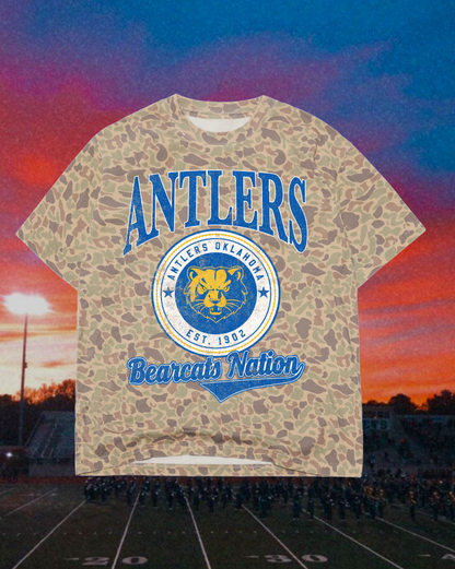 **PREORDER** Adult Vintage Badge Antlers Bearcats Oversized Tee