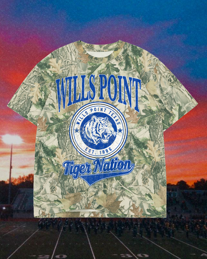 Kids Wills Point Tigers Vintage Badge Mascot Tee