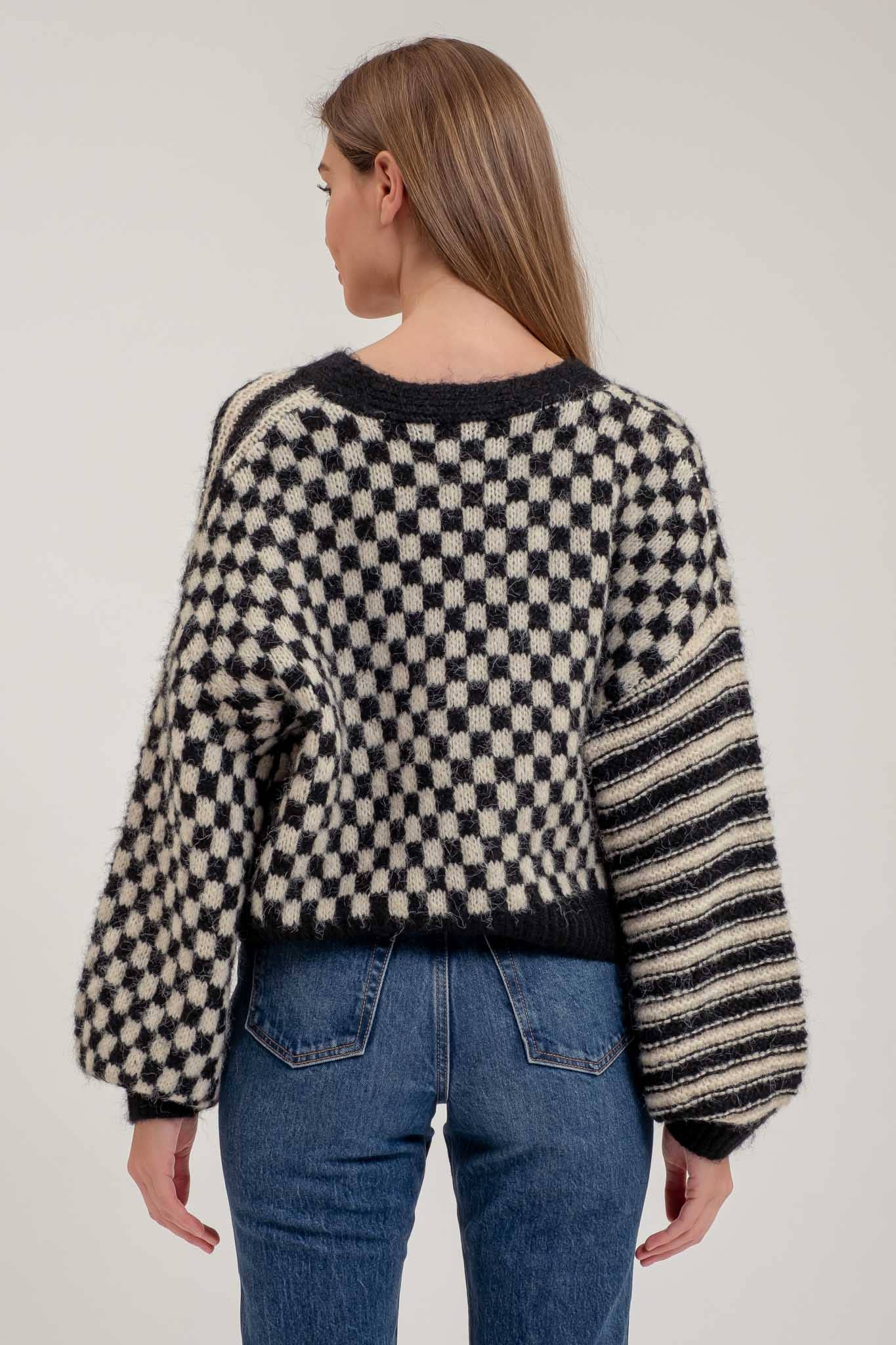 Versailles Striped & Checkered Cardigan