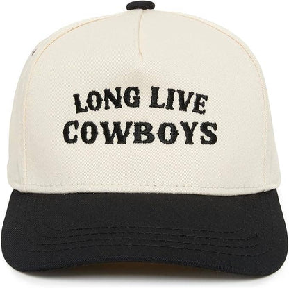 Boys Long Live Cowboys Embroidered Black Hat