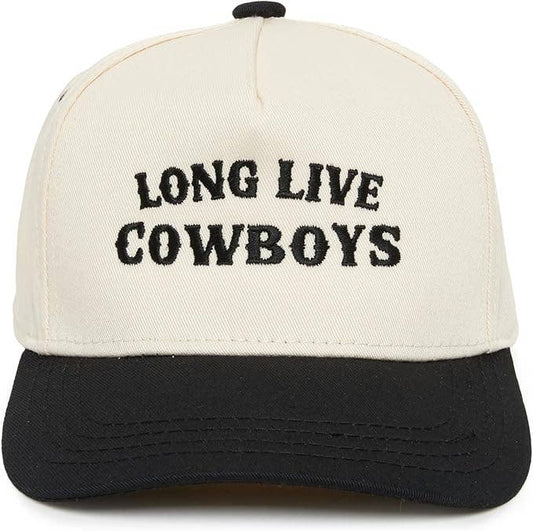 Boys Long Live Cowboys Embroidered Black Hat