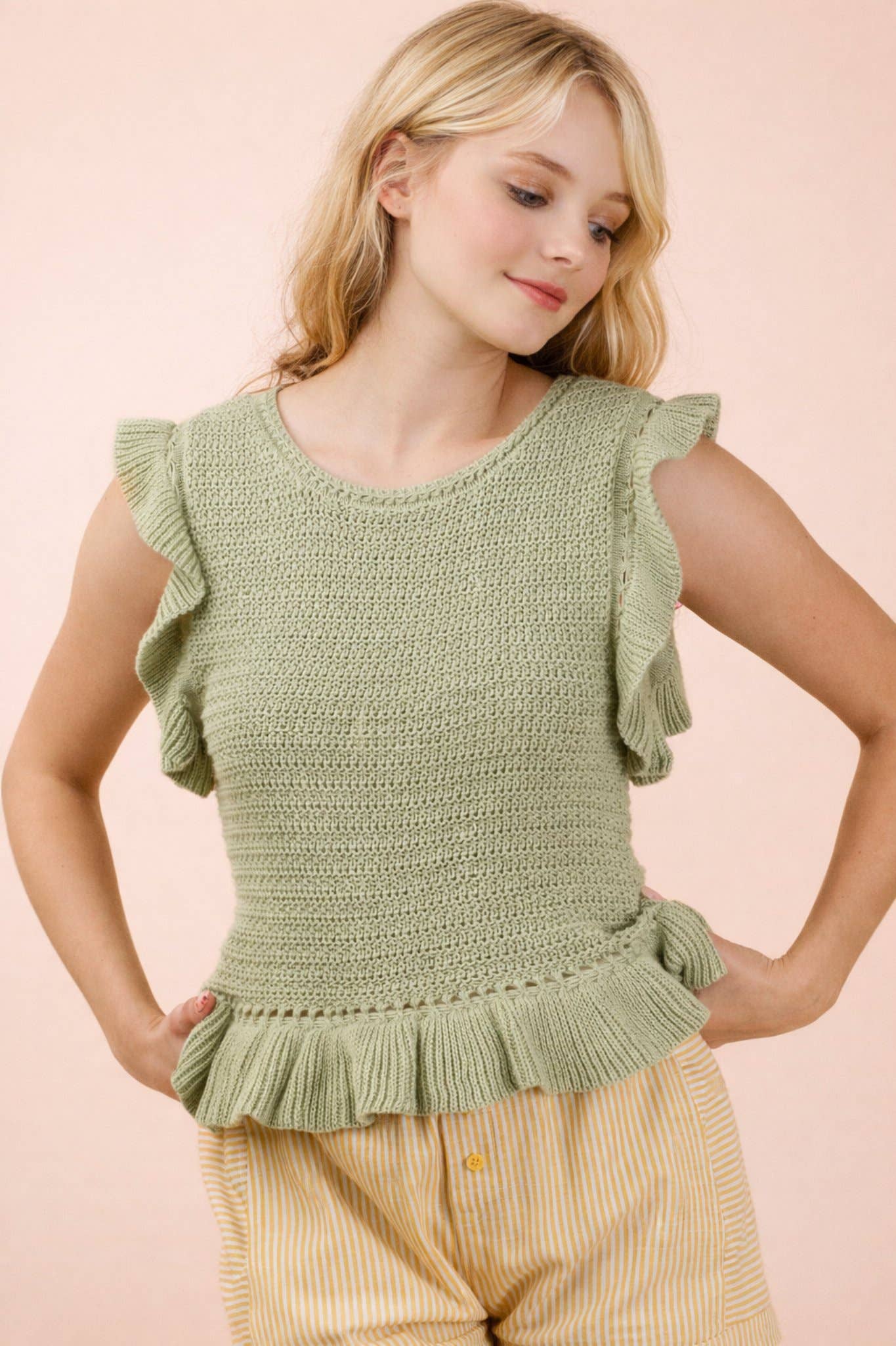 Harriett Knit Ruffle Blouse