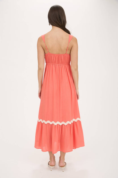 Quinn Rick Rack Trim Coral Dress