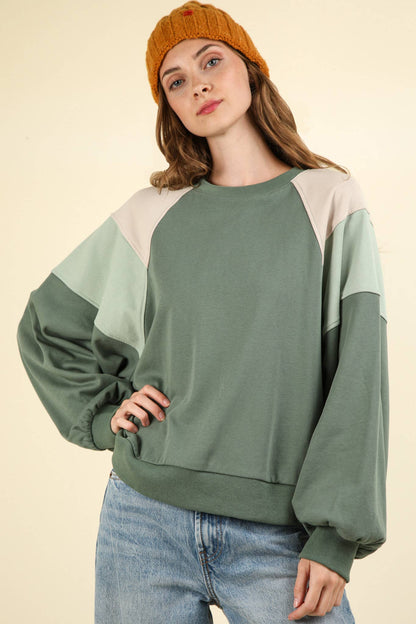 Color Block Raglan Sweatshirt