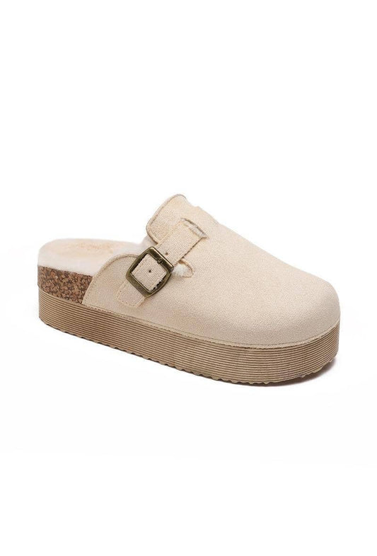 Sissy Beige Platform Buckle Slide