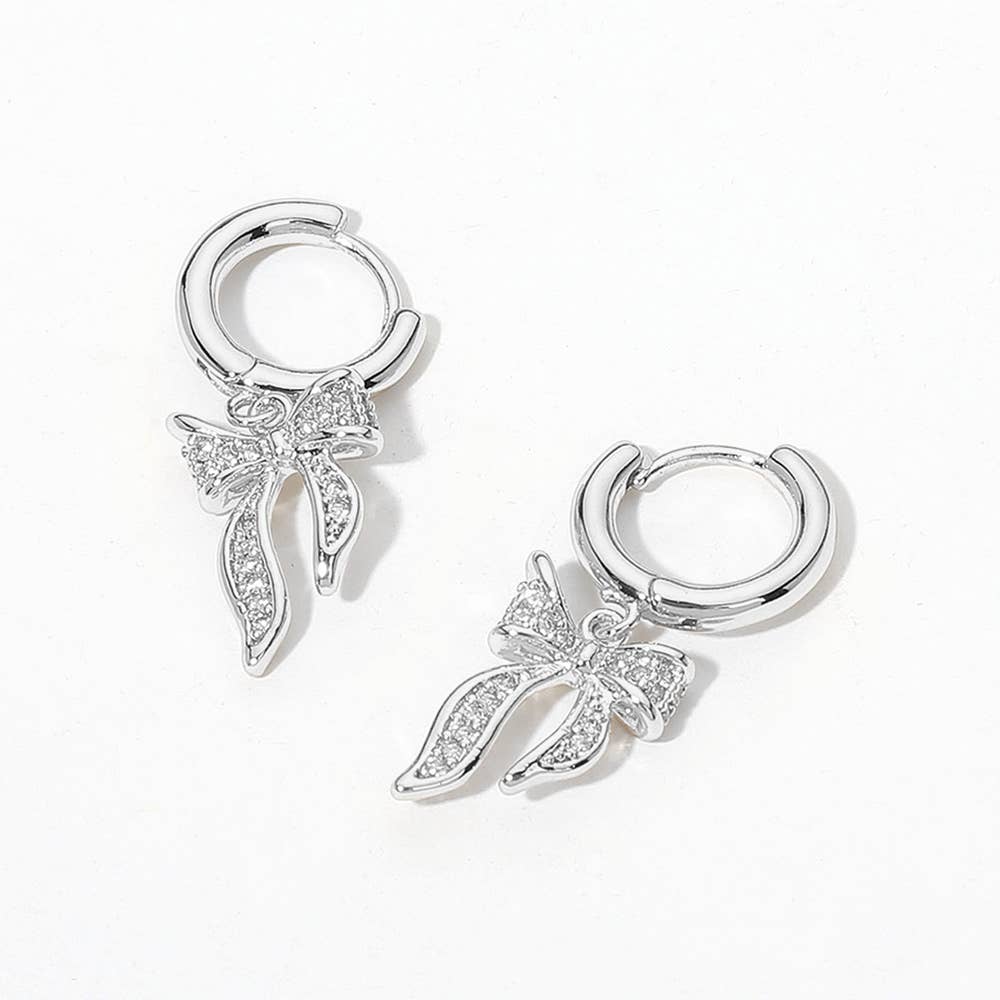 Darla Crystal Bow Huggie Earrings