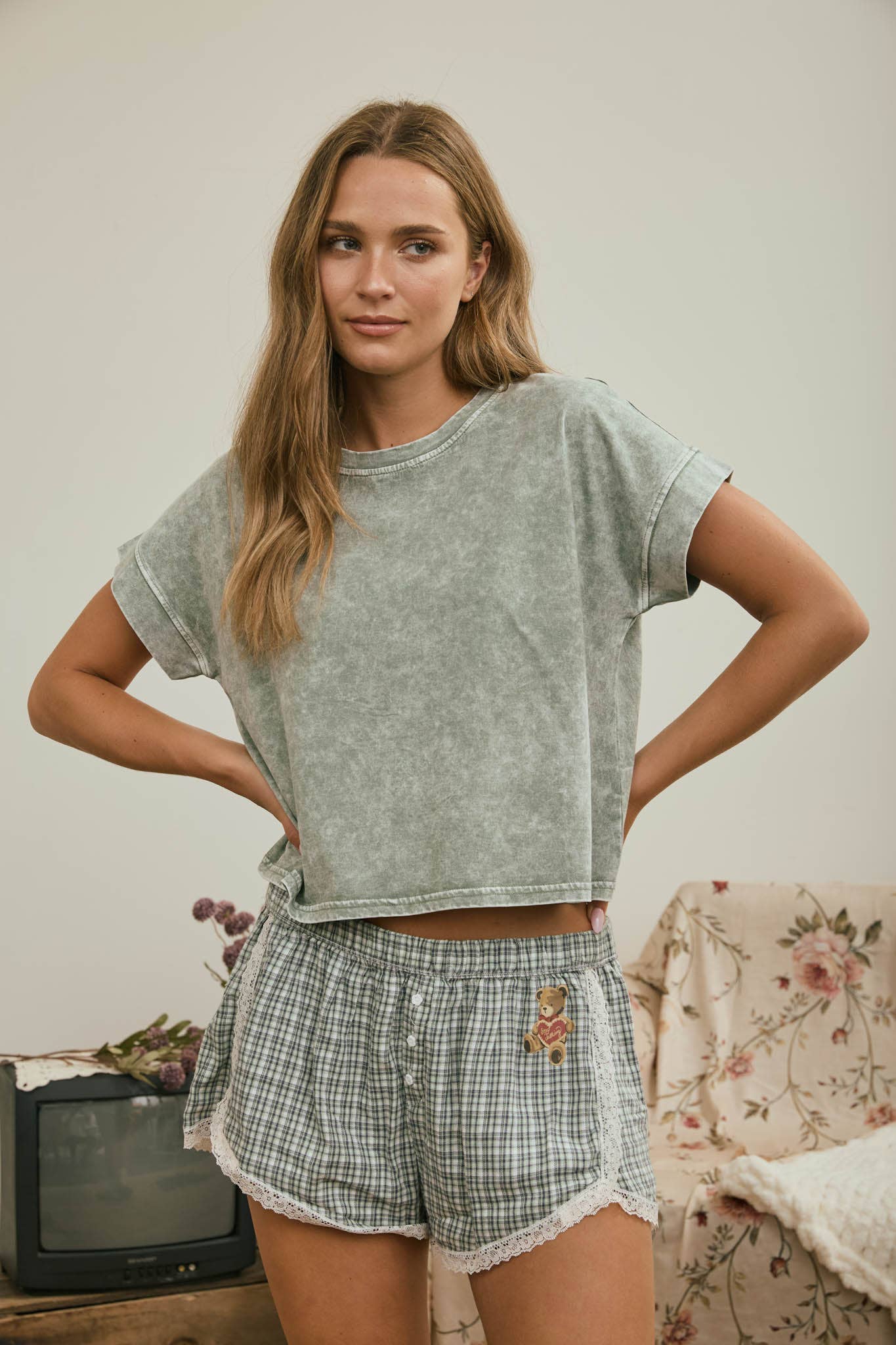 Sofia Mineral Cuffed Tee