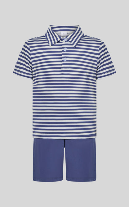Boys Navy Polo Performance Short Set