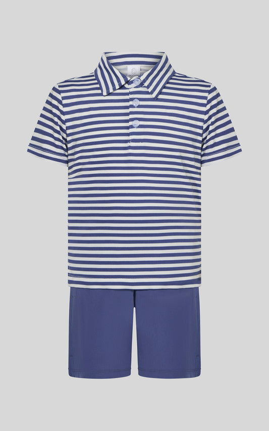 Boys Navy Polo Performance Short Set