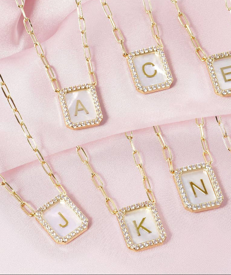 Cameron Initial Mother of Pearl Pendant Necklace