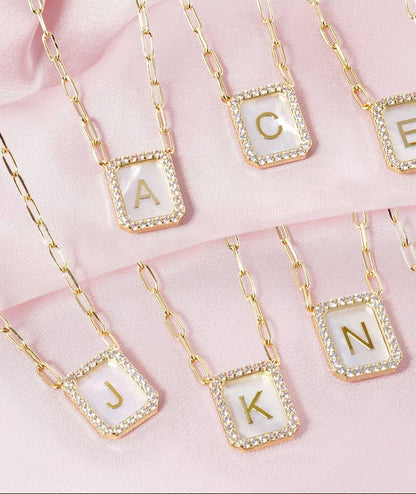 Cameron Initial Mother of Pearl Pendant Necklace