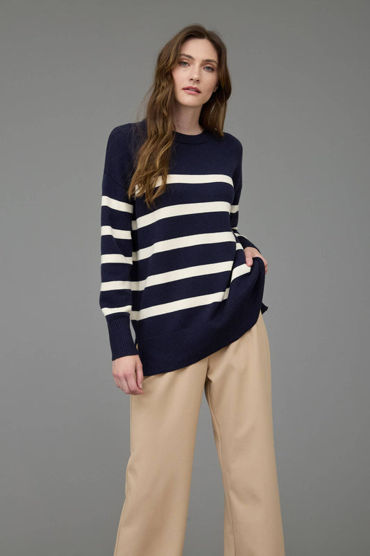 Carlin Oversized Striped Side Slit Sweater