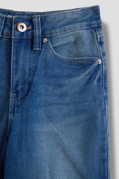 Girls YMI Wide Leg Mega Cuff MW Jeans