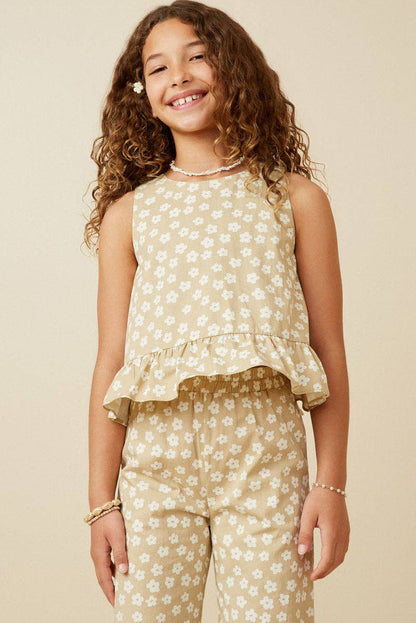 Girls Natural Daisy Button-back Tank