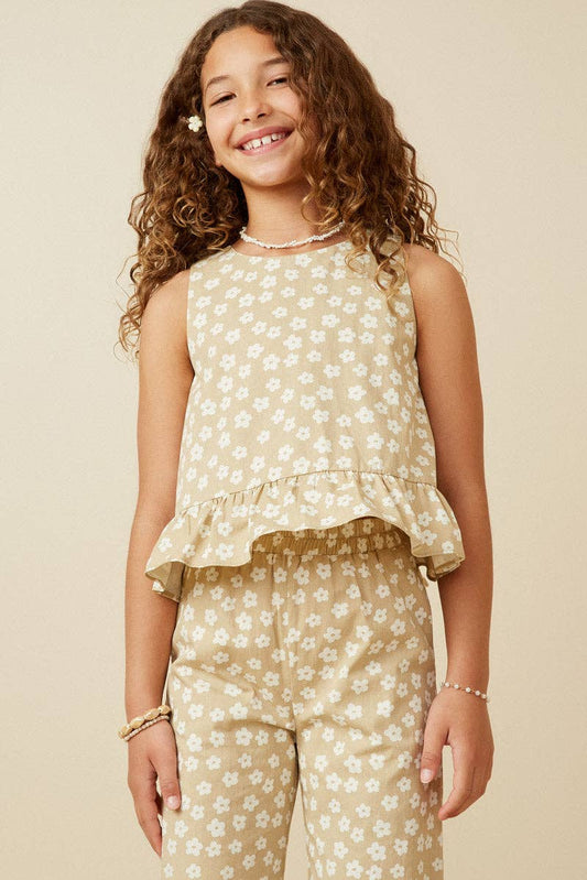 Girls Natural Daisy Button-back Tank
