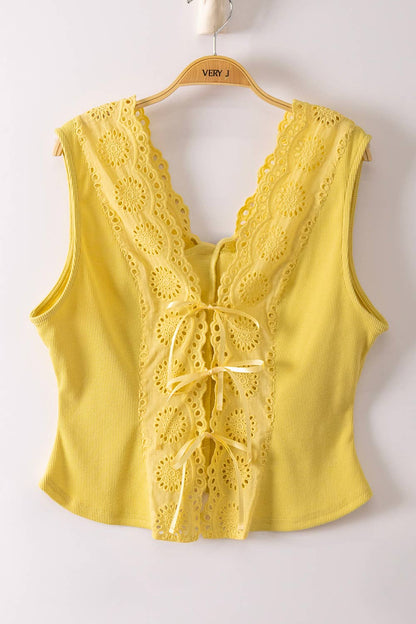 Allison Lace Trim Sleeveless Top