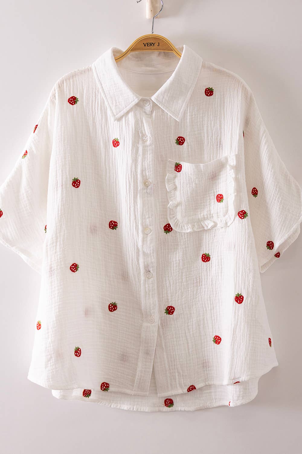 Harleigh Fruit Embroidered Buttondown Top