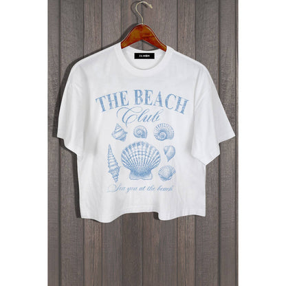 The Beach Club Shell White Cropped Tee