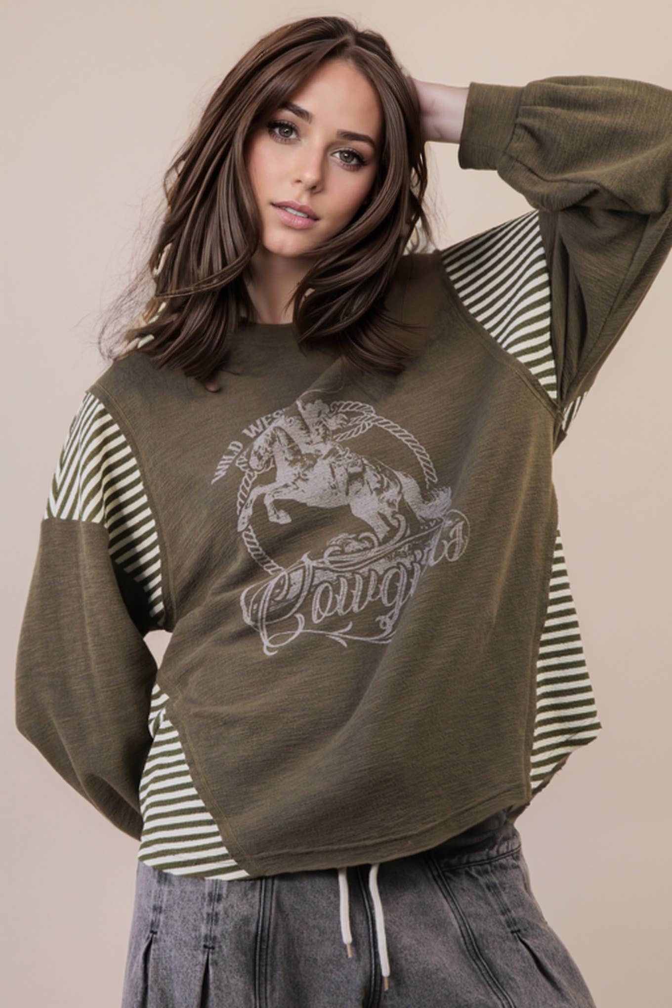 Wild West Cowgirls Olive Top