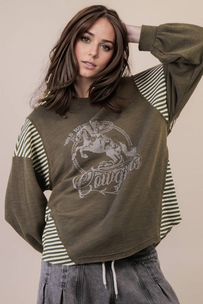 Wild West Cowgirls Olive Top