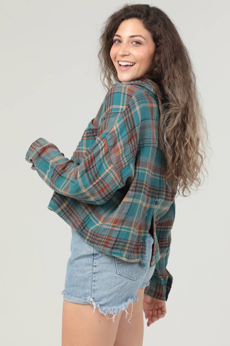 Korbyn Cropped Flannel Buttondown