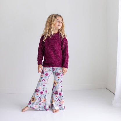 Girls Plum Floral Pant Set