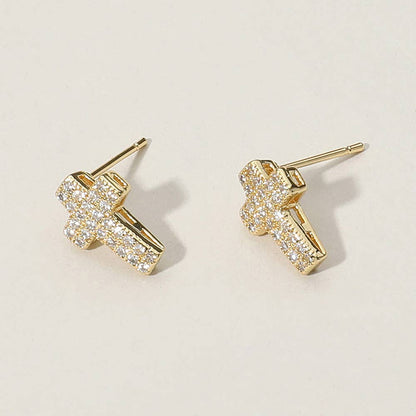Darla Crystal Cross Stud Earrings