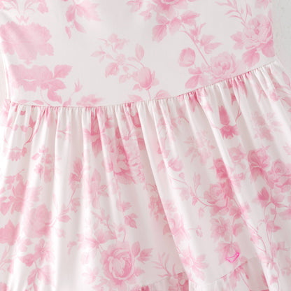 Girls Mayfield Floral Tiered Pink Dress