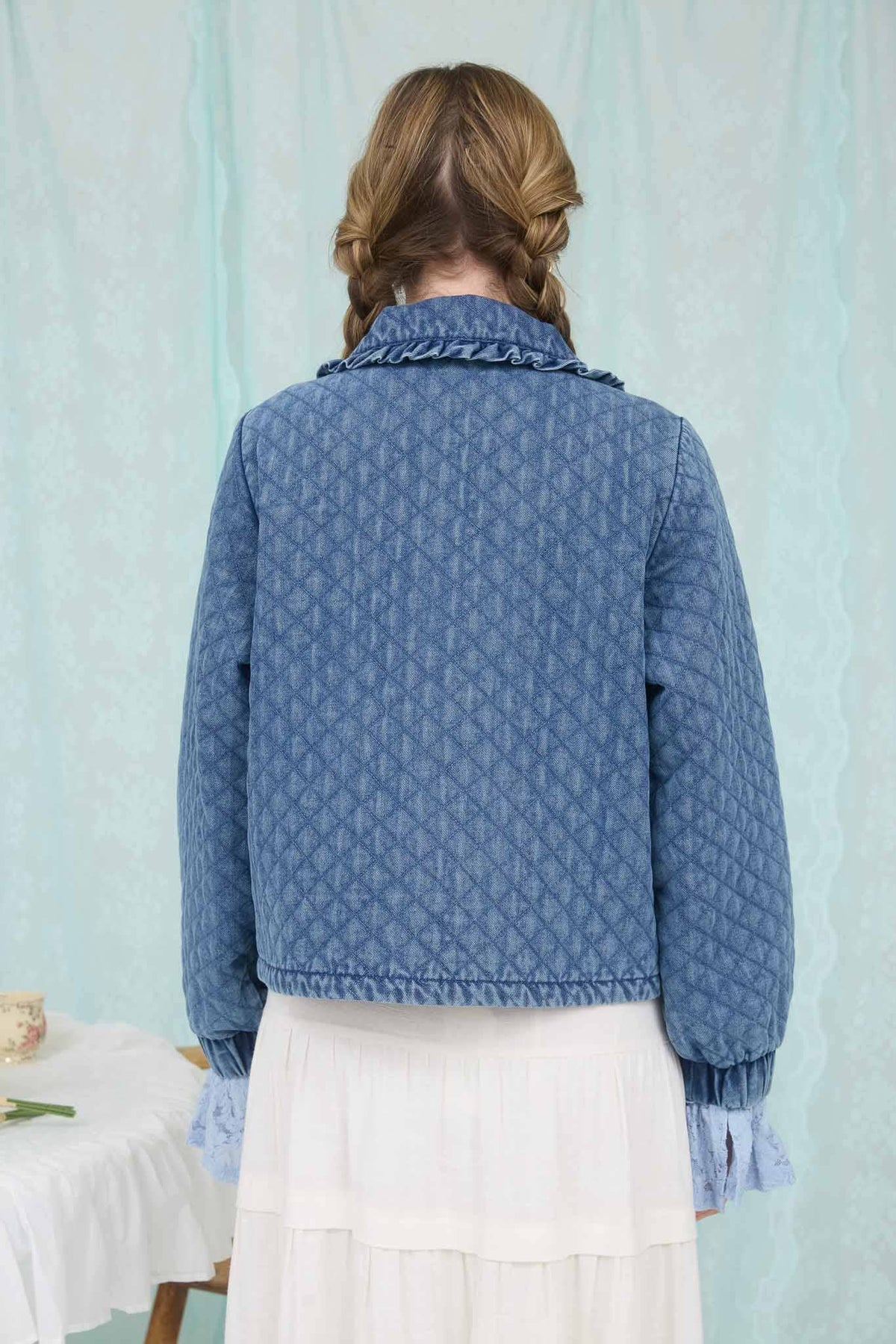 True Quilted Denim Bow Jacket