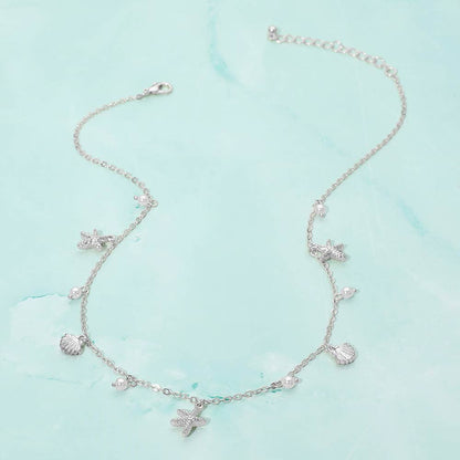 Darya Dainty Pearl Seashell Charm Necklace