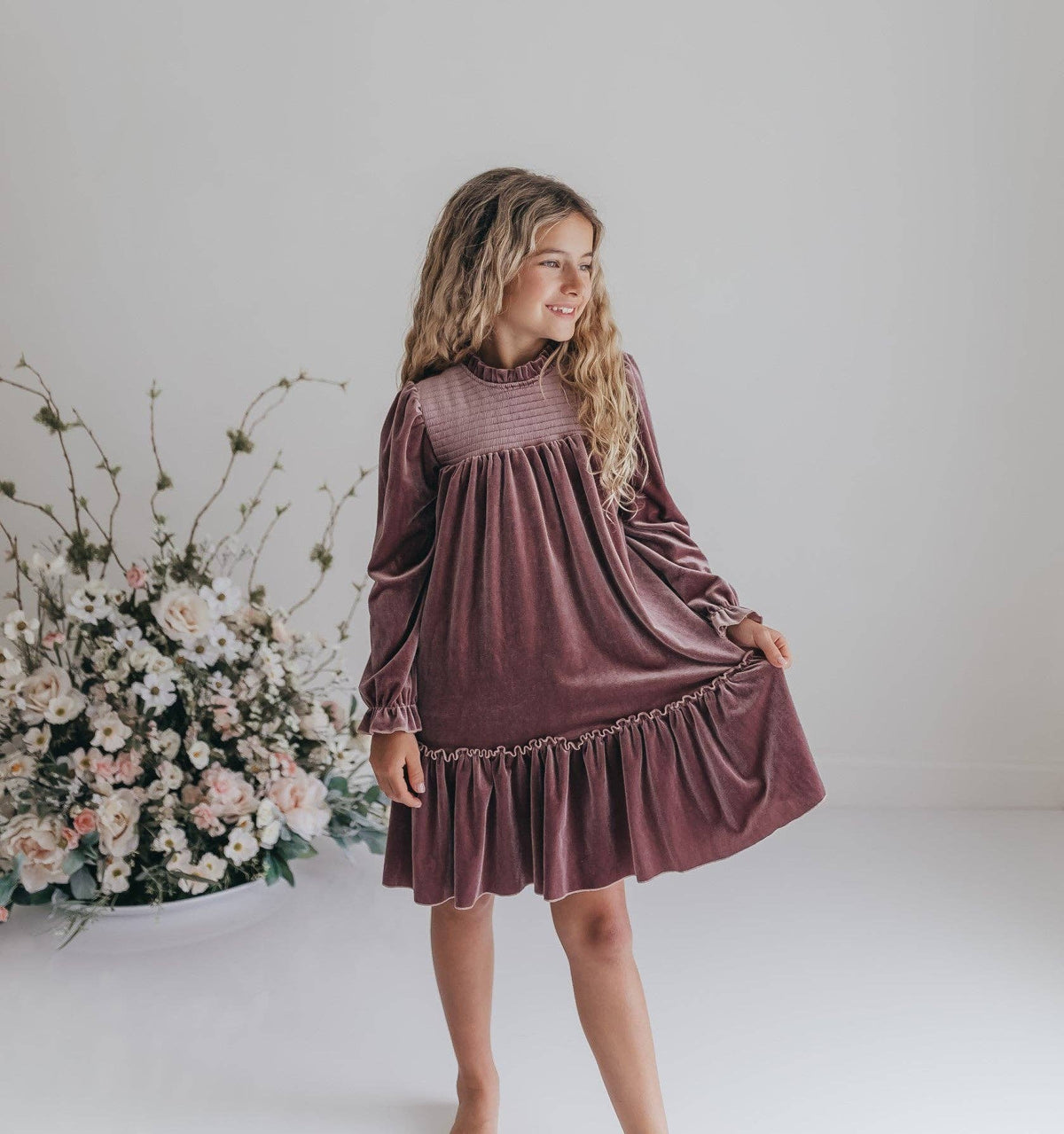 Girls Velvet Rose Dress