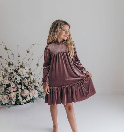 Girls Velvet Rose Dress