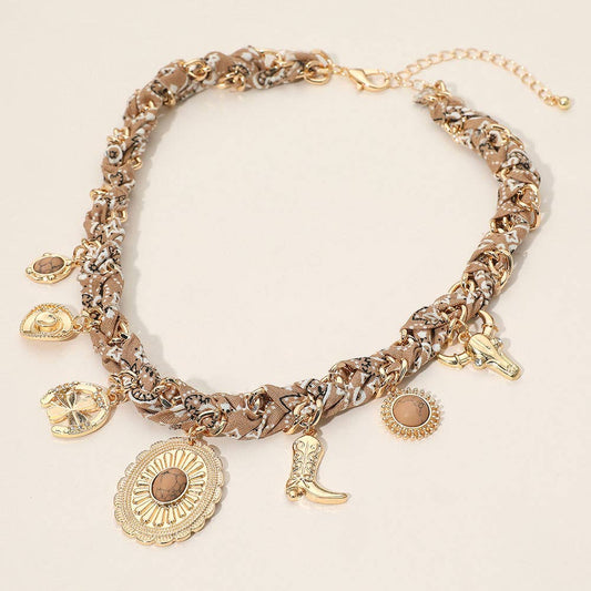 Bluebird Bandana Charm Tan Necklace