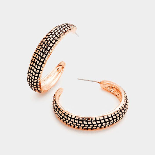Montana Copper Embossed Hoops